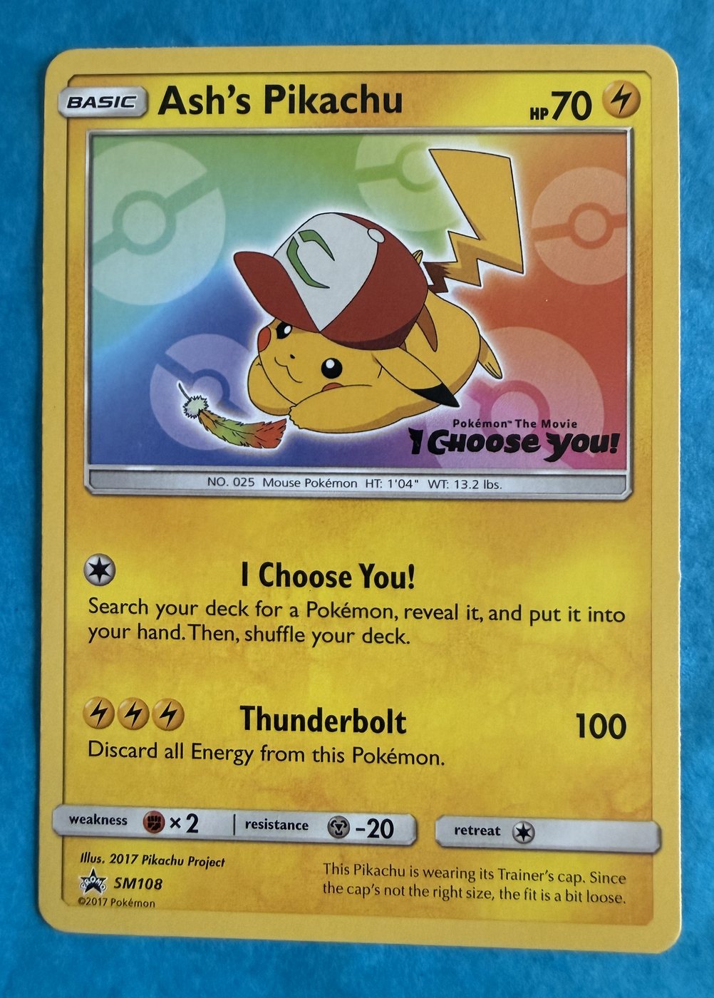Ash's Pikachu, frente da carta