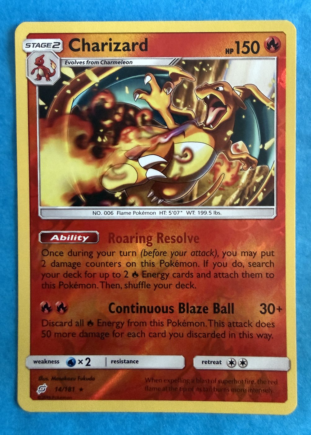 Charizard, frente da carta