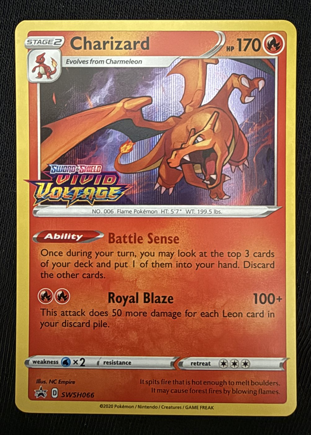 Charizard, frente da carta