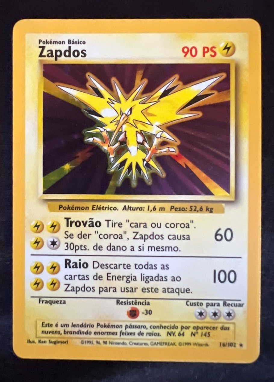 Zapdos, frente da carta